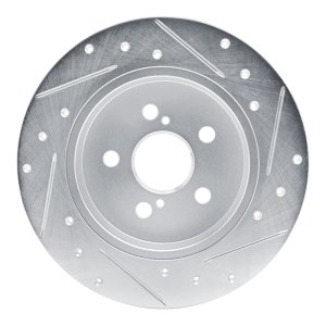 Toyota Corolla Brake Rotor (1) - Rear Left - R1 Concepts - Drilled & Slotted - Silver - `19-`25
